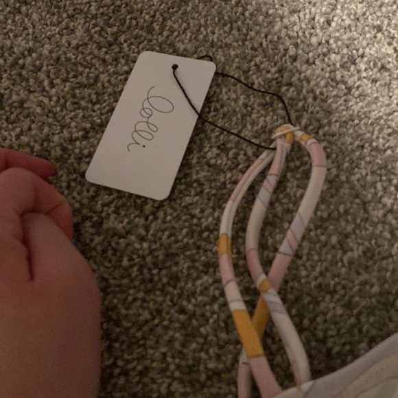 Lolli brand mod print daisy underwire pastel semi bra style bikini top - Picture 3 of 4